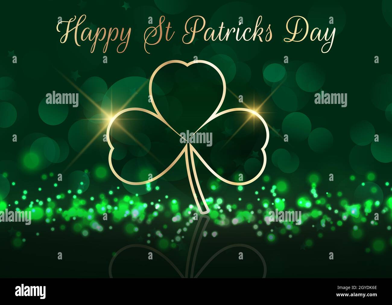 St. Patrick's Day Hintergrund mit Shamrock auf Bokeh Lichter Design Stockfoto