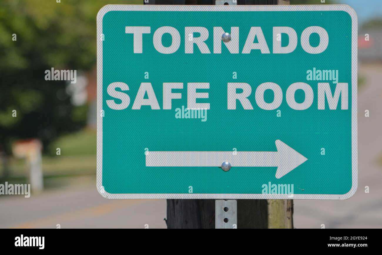 Ein Tornado Safe Room Zeichen für den Schutz vor Unwetter in Kentucky