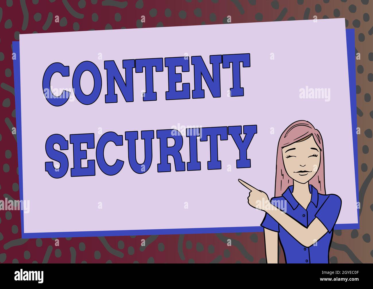 Konzeptionelle Darstellung Content Security, Business Concept der Schutz vor absichtlichen Bedrohungen von Inhalten interessante Kurzgeschichten erstellen Online, Stockfoto