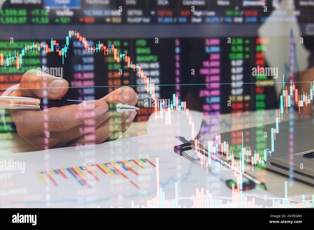 Business Graph Finanz- und Investitionskonzept. Wirtschaftswachstum an der Börse, Devisenmarkt Forex. Stockfoto