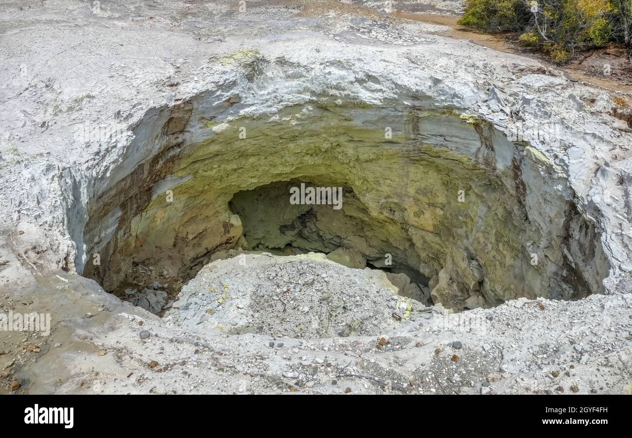 Detail in einem geothermischen Gebiet namens Waiotapu in Neuseeland Stockfoto