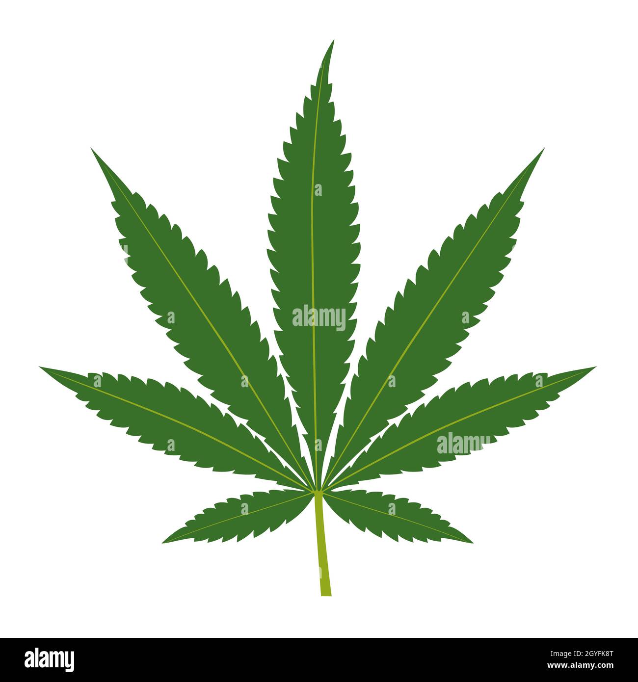 Cannabis Blatt auf weißem Hintergrund. Marihuana Silhouette. Vector Illustration. Stockfoto