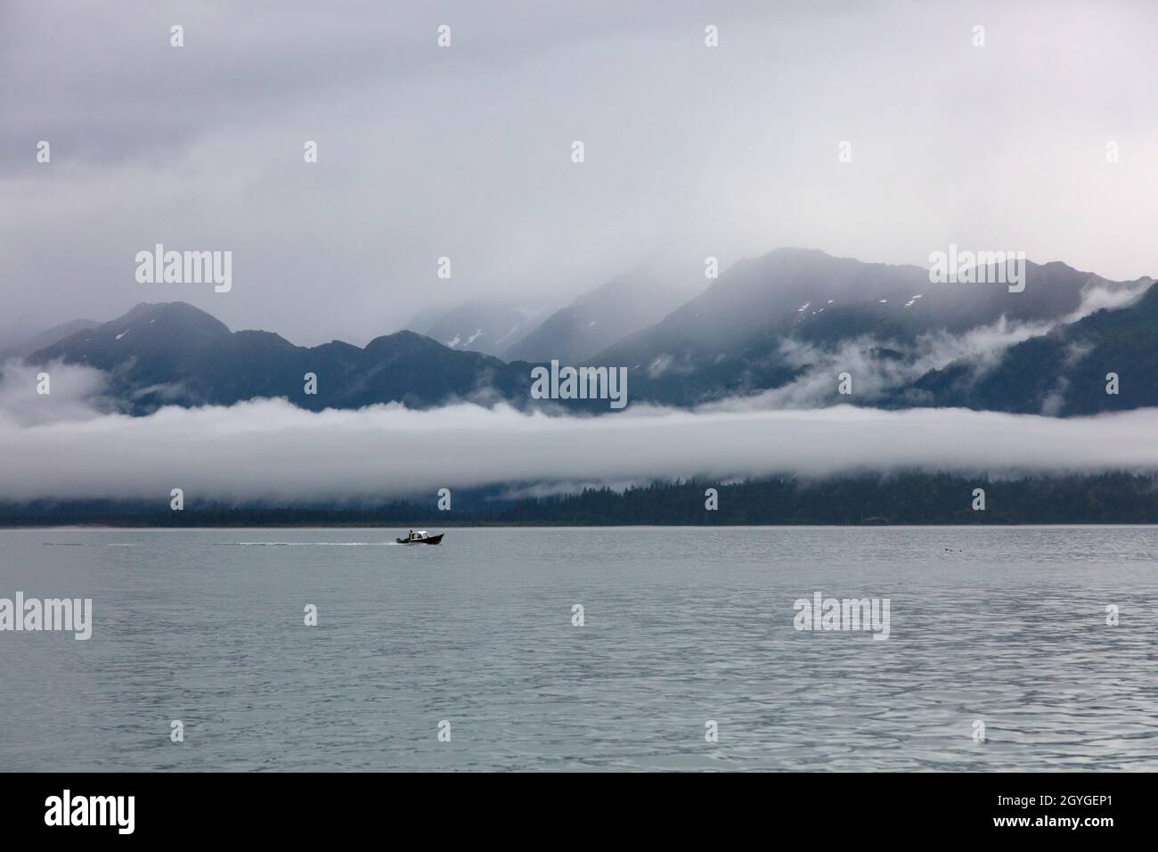 RESURRECTION BAY von einem Boot aus SEWARD, ALASKA, aus gesehen Stockfoto