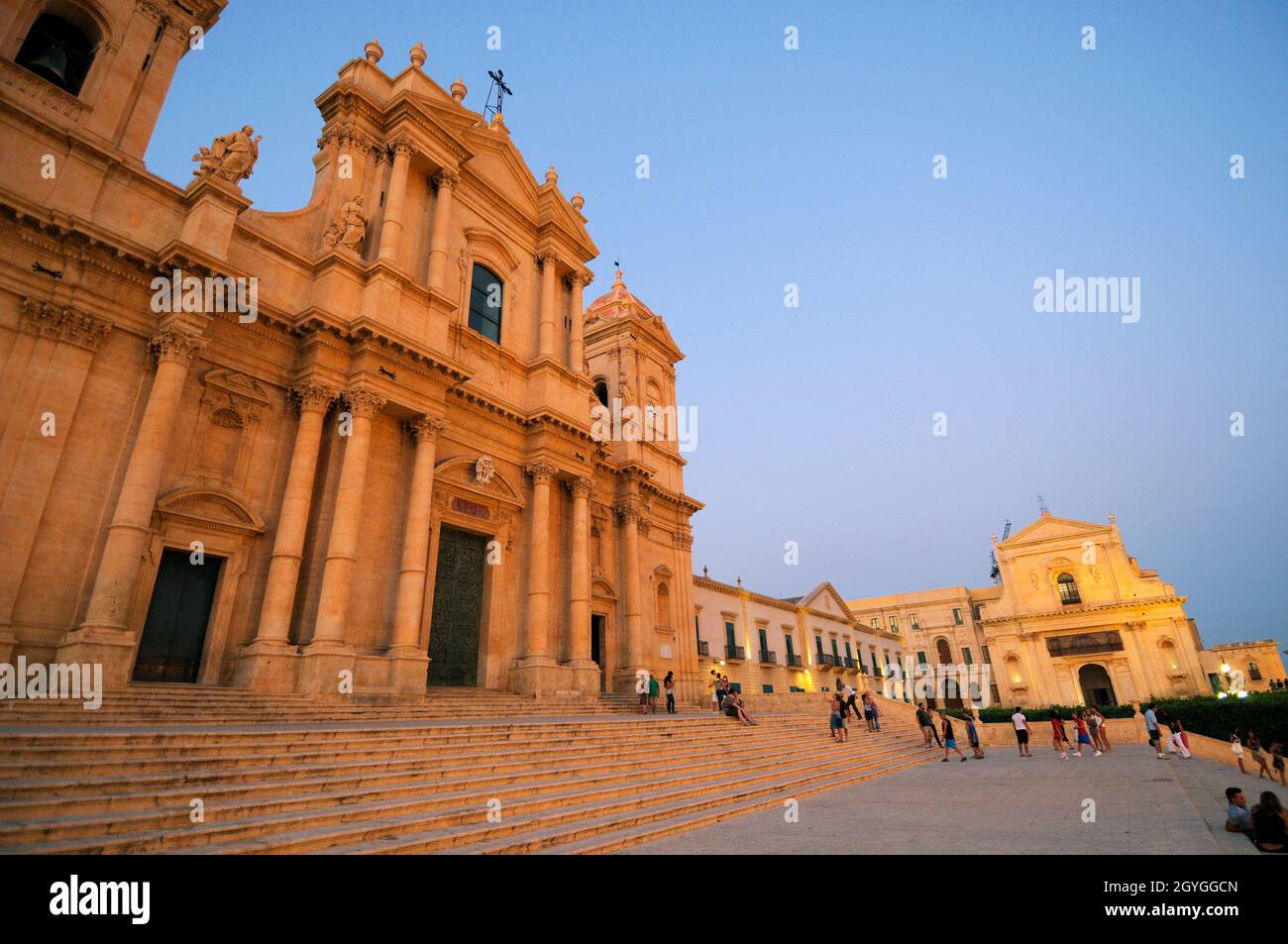 ITALIEN, SIZILIEN, NOTO, PIAZZA MUNICIPIO, BASILICA CATTEDRALE DI SAN NICOLO Stockfoto