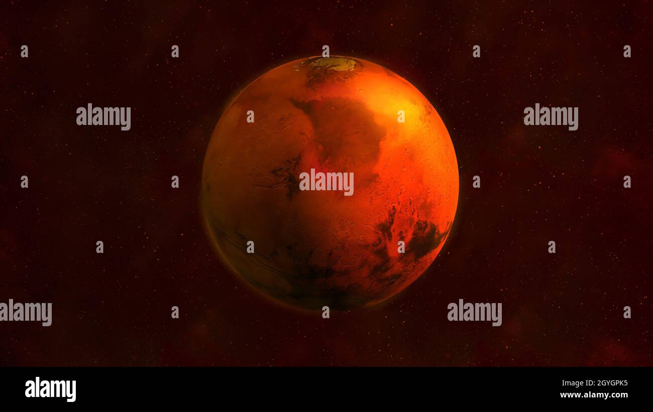 Planet Mars aus dem All zeigt Mare Acidalium Stockfoto