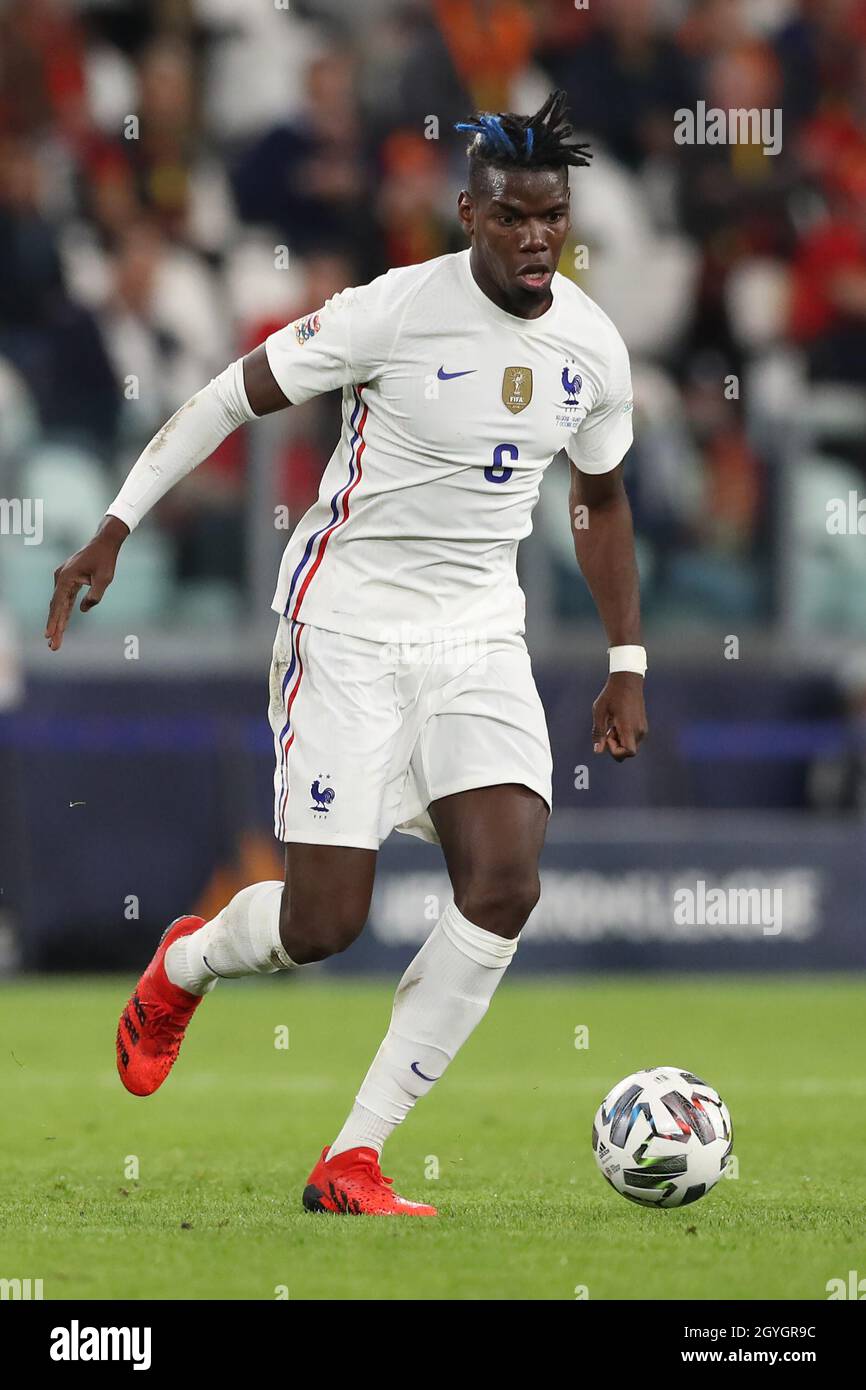 Turin, Italien, 7. Oktober 2021. Paul Pogba aus Frankreich während des Spiels der UEFA Nations League im Juventus-Stadion in Turin. Bildnachweis sollte lauten: Jonathan Moscrop / Sportimage Stockfoto