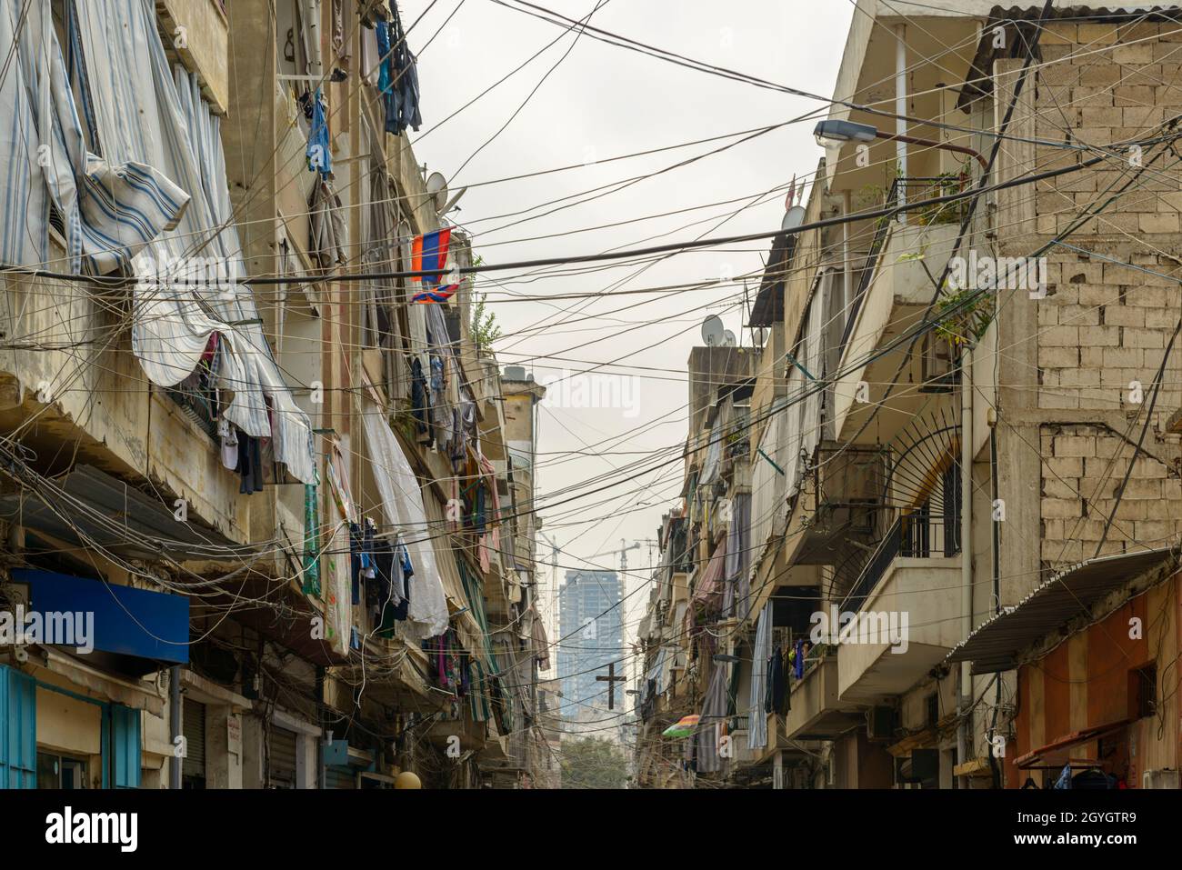 LIBANON, BERG LIBANON, STRASSE IM ARMENISCHEN BEZIRK BOURJ HAMMOUD Stockfoto