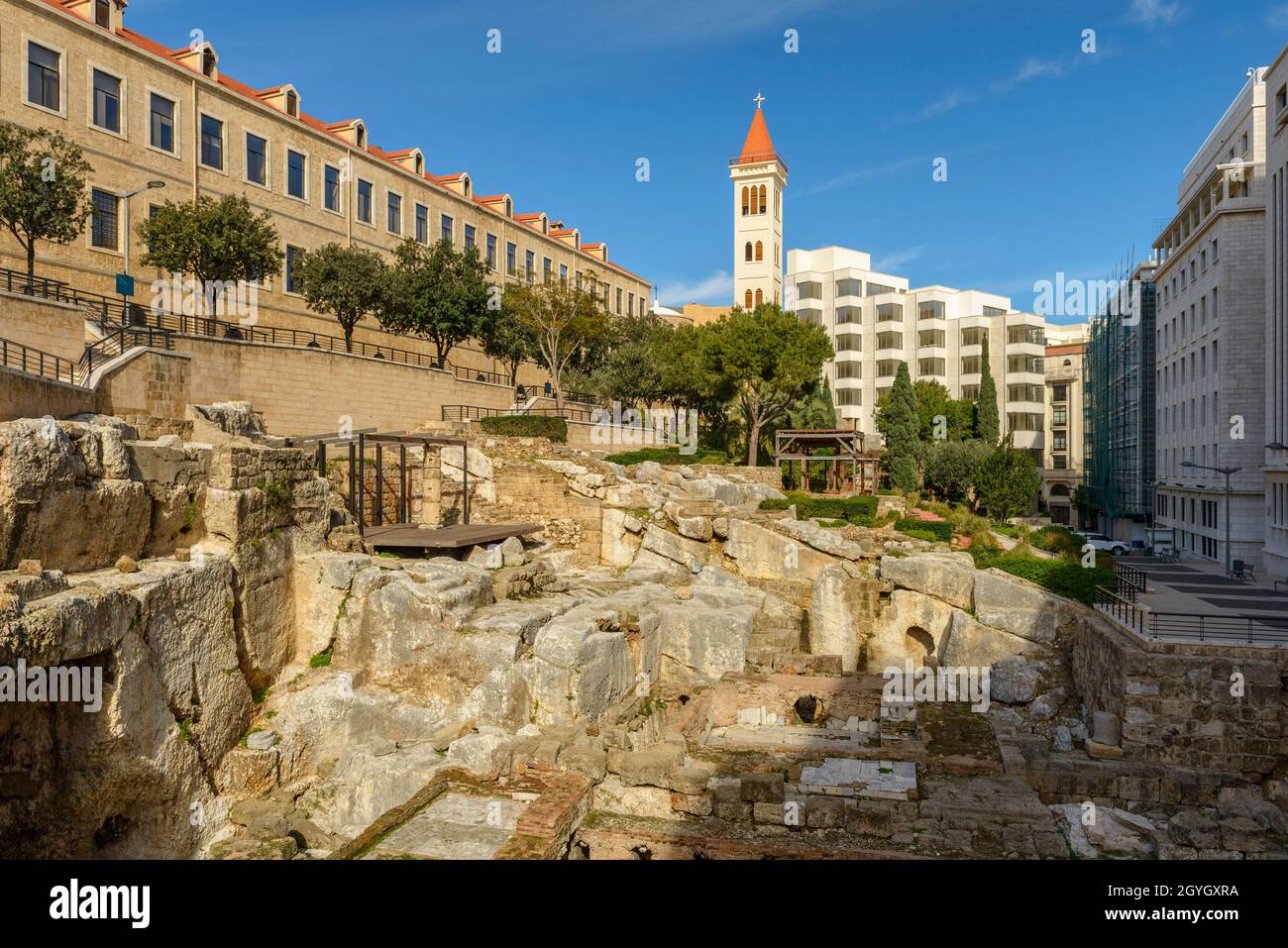 LIBANON, BEIRUT, MARFAA, ÜBERRESTE DER RÖMISCHEN BÄDER VON BEIRUT Stockfoto