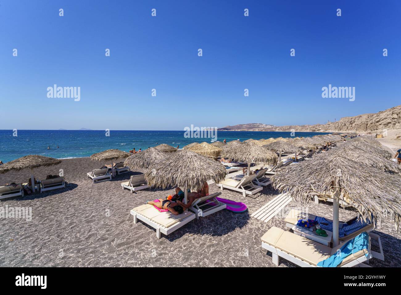 Berühmter Roter Strand in Santorini, Griechenland Stockfoto