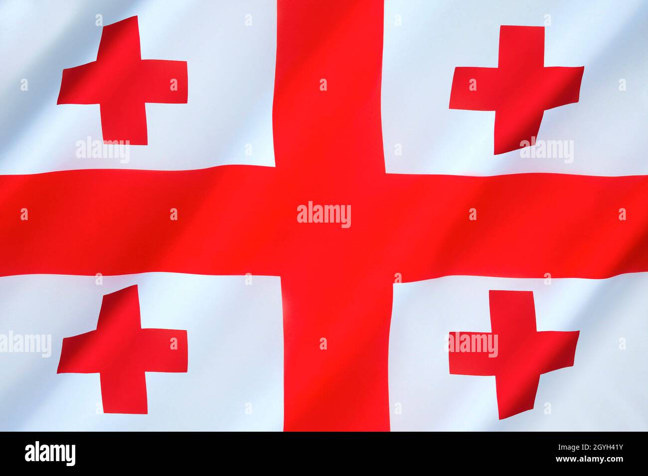 Nationale Flagge, Zivil- und Staatszeichen Georgiens Stockfoto