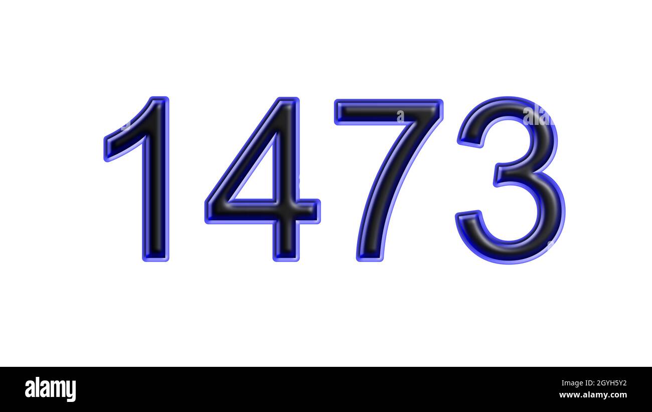 Blauer 1473-number-3d-Effekt weißer Hintergrund Stockfoto