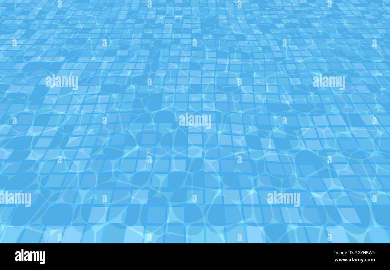 Wasserstruktur im Pool. Perspektivische Ansicht. Blaues klares Wasser. EPS 10 Stock Vektor
