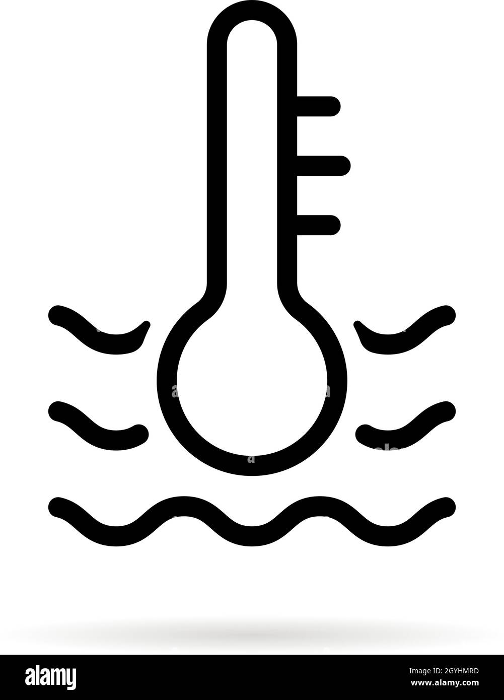 Symbol für die Wassertemperaturanzeige mit schwarzer dünner Linie Stock Vektor