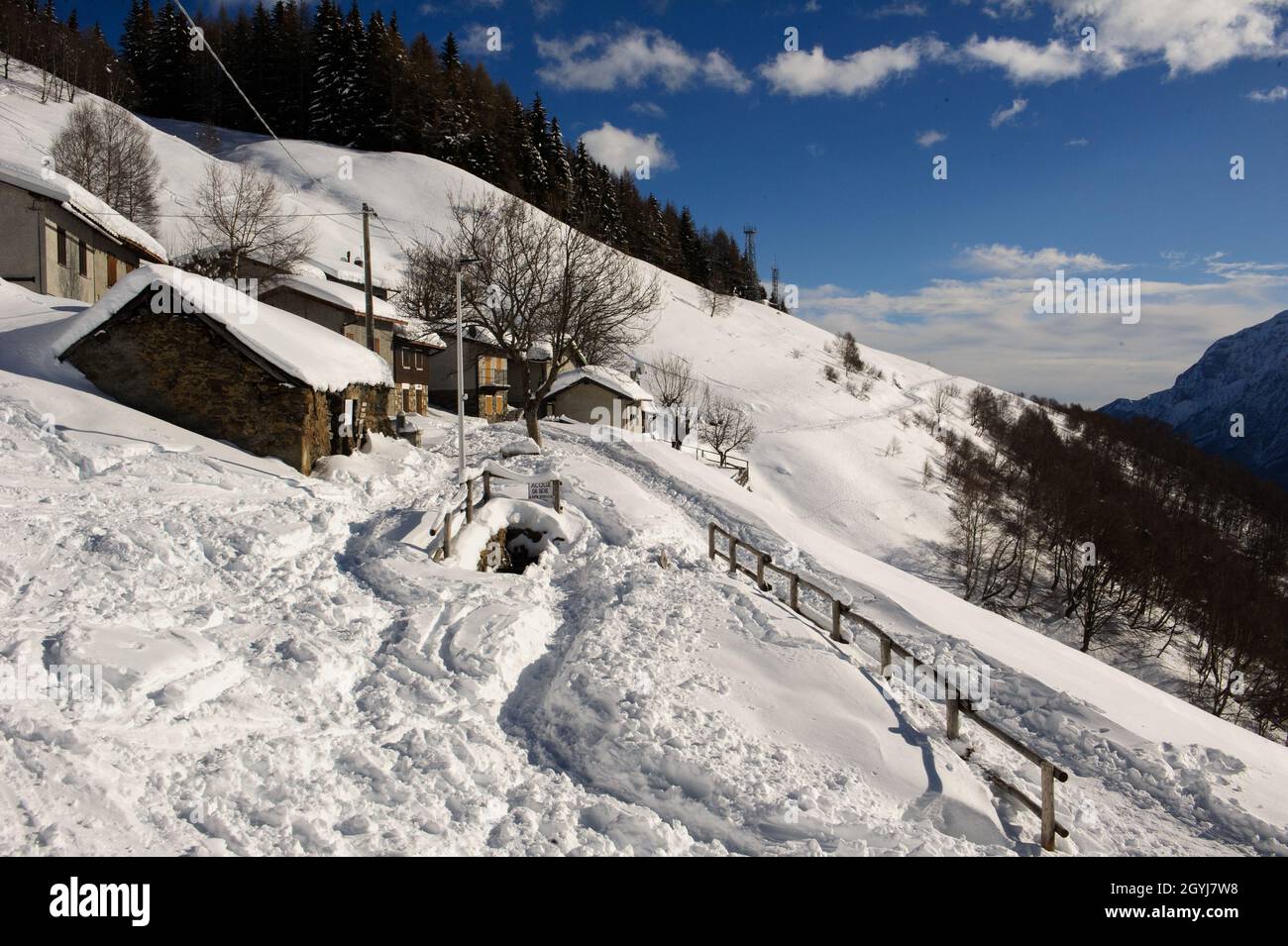 Europa, Italien, Lombardei, Provinz Lecco, Casargo, Alpe Giumello Lokalität. Orobie Alps. Stockfoto