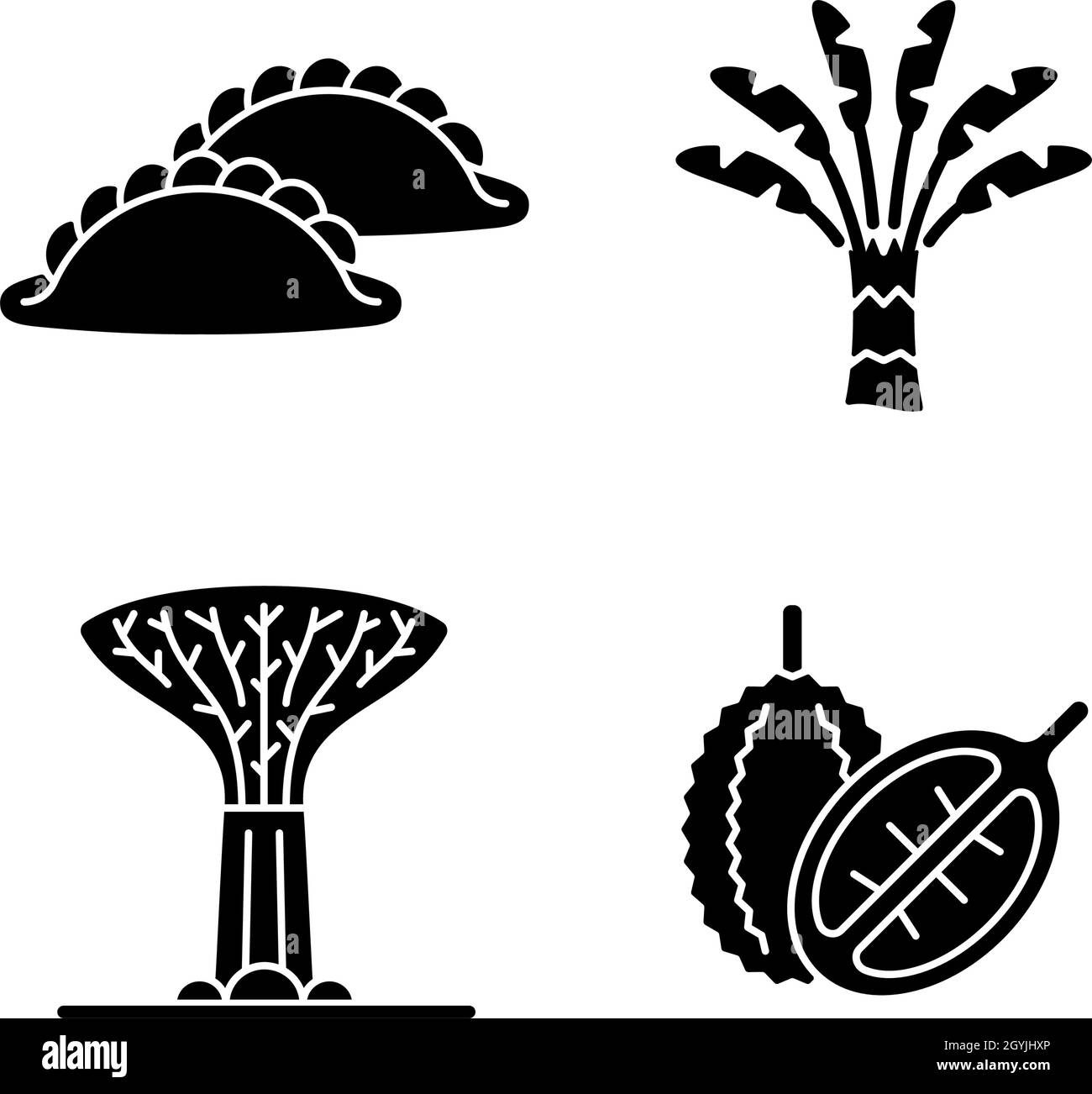 Pflanzen in Singapur schwarze Glyphen-Symbole auf weißem Raum gesetzt Stock Vektor