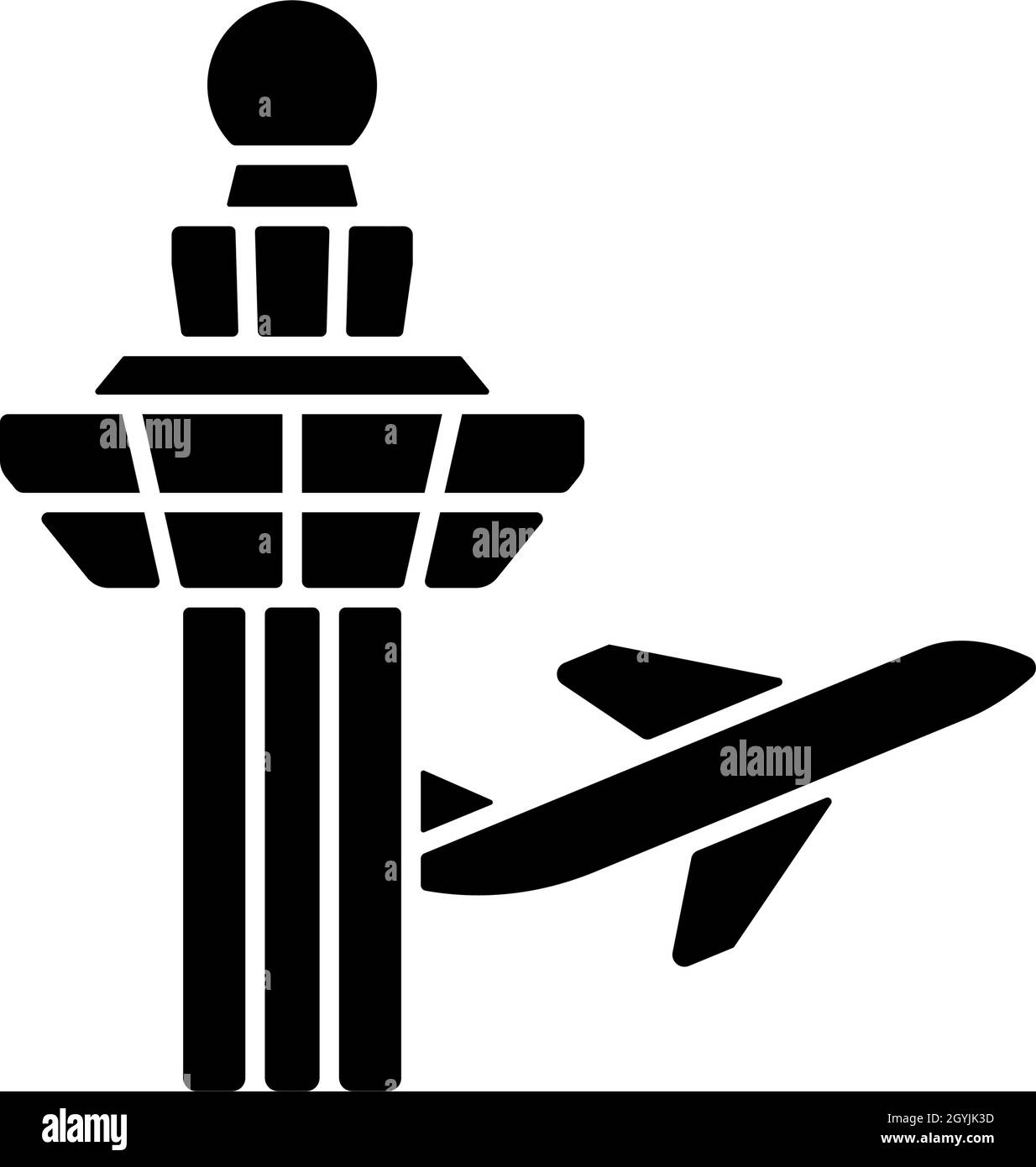 Changi Airport Control Tower, schwarzes Glyphen-Symbol Stock Vektor
