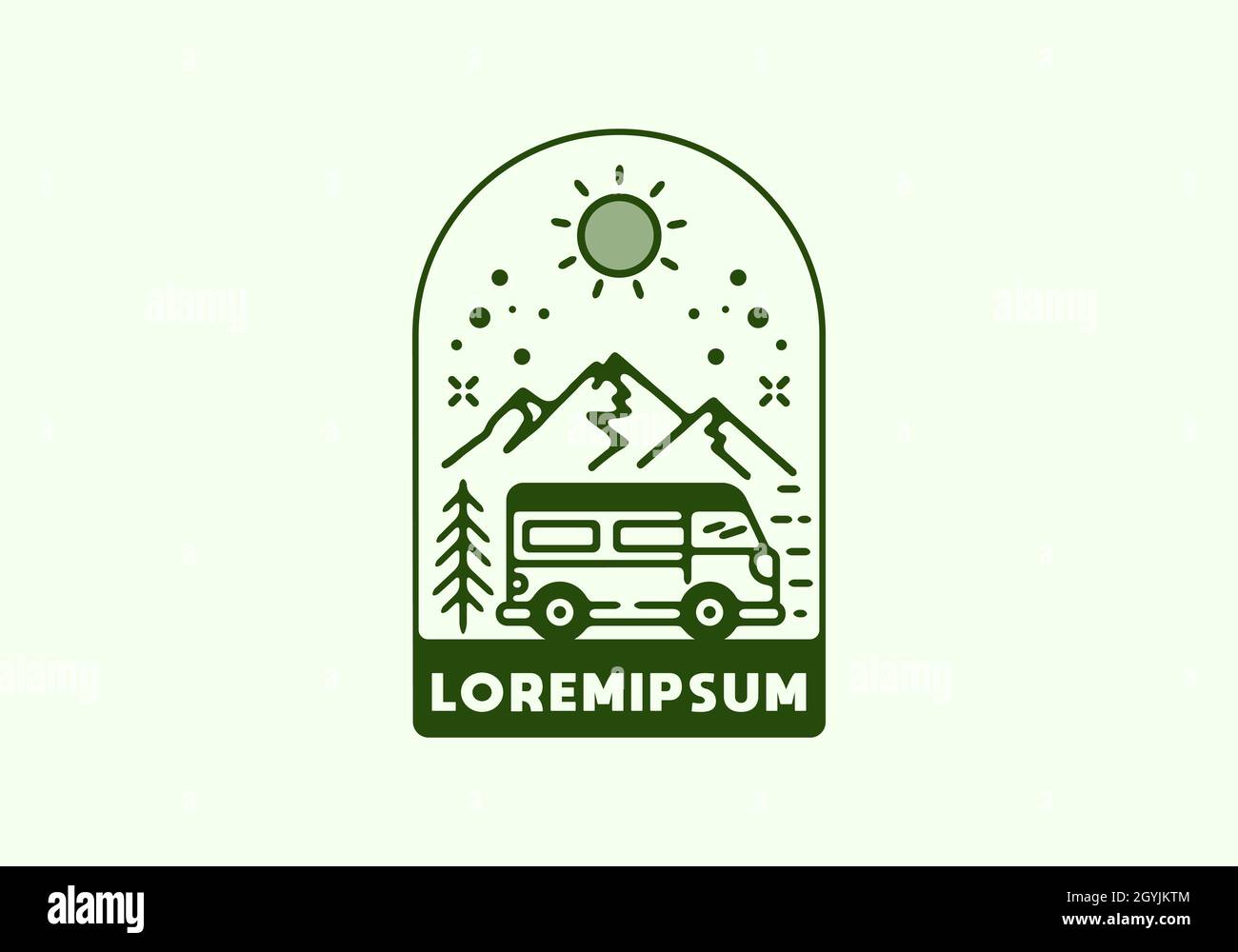 Grüne Campervan Linie Kunst Illustration Design Stock Vektor