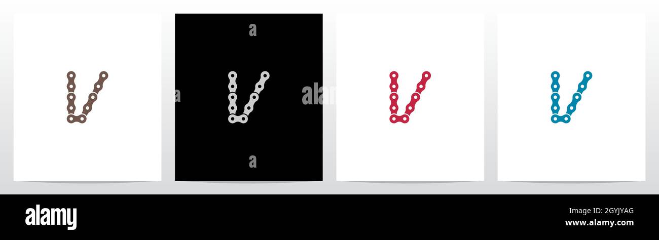 Kettenforming Buchstabe Logo Design V Stock Vektor