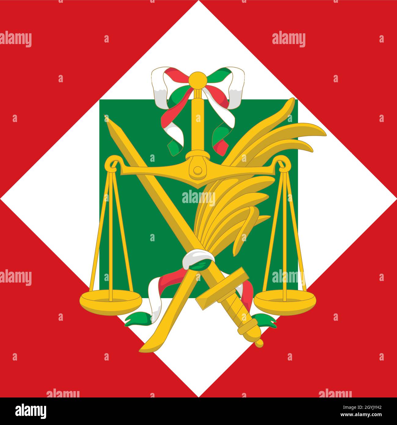 Republik Italien, 1802 - 1805, historisches Wappen auf der Nationalflagge, Italien, Vektorgrafik Stock Vektor