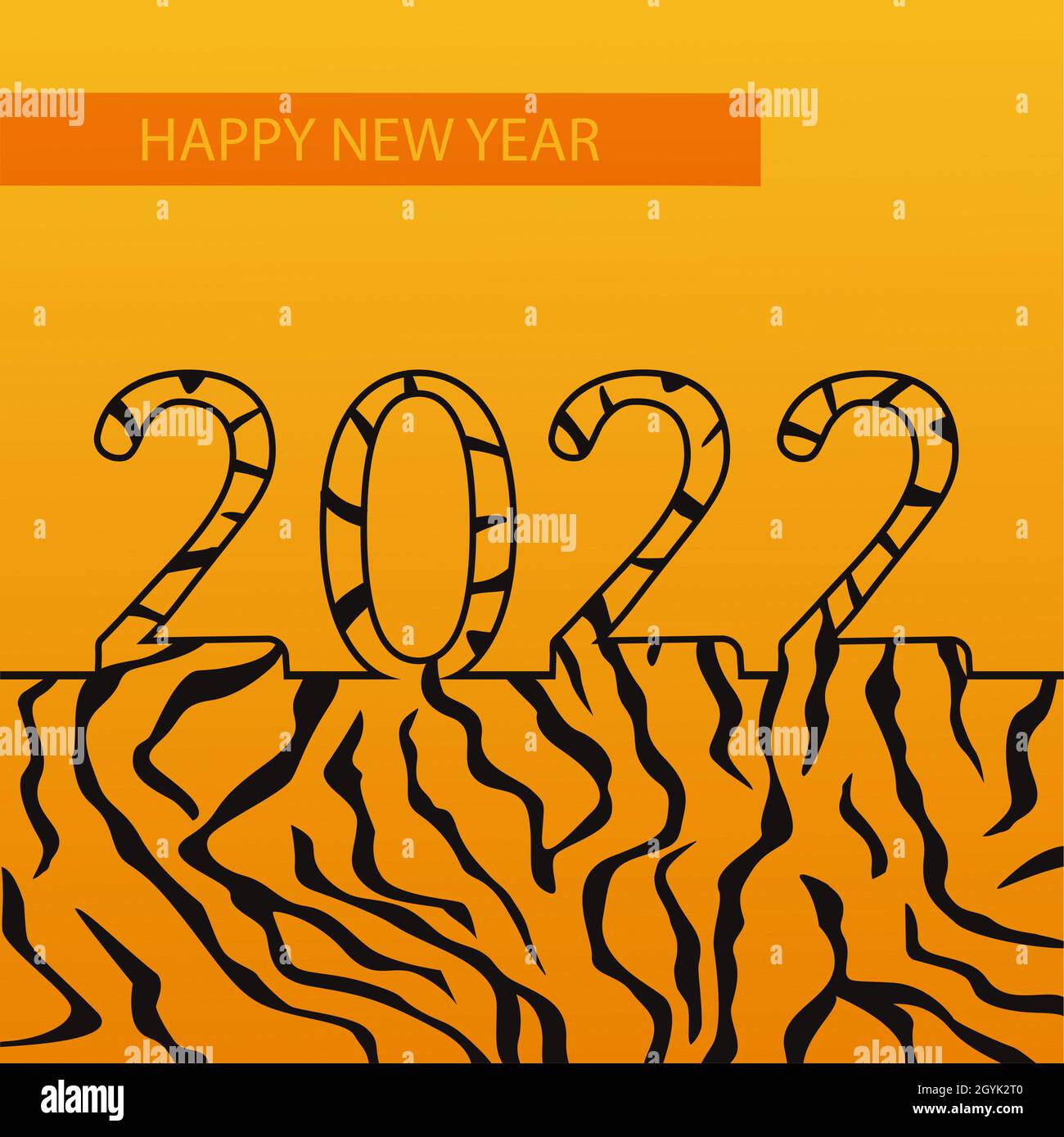 Grußkarte mit dem neuen Jahr des Tigers 2022 Stock Vektor
