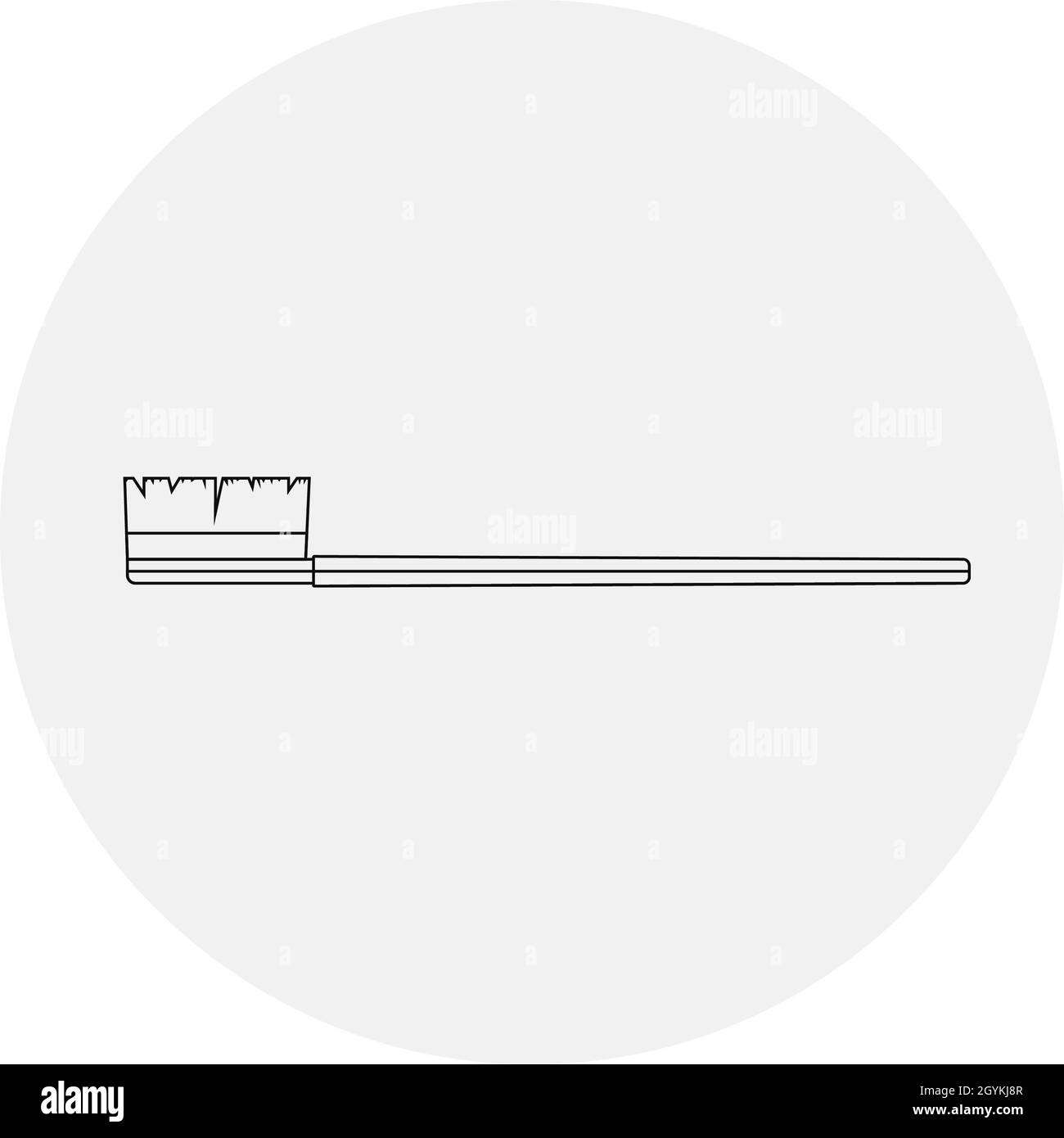 Abbildung einer Zahnbürste in einem grauen Kreis auf weißem Hintergrund Stockfoto