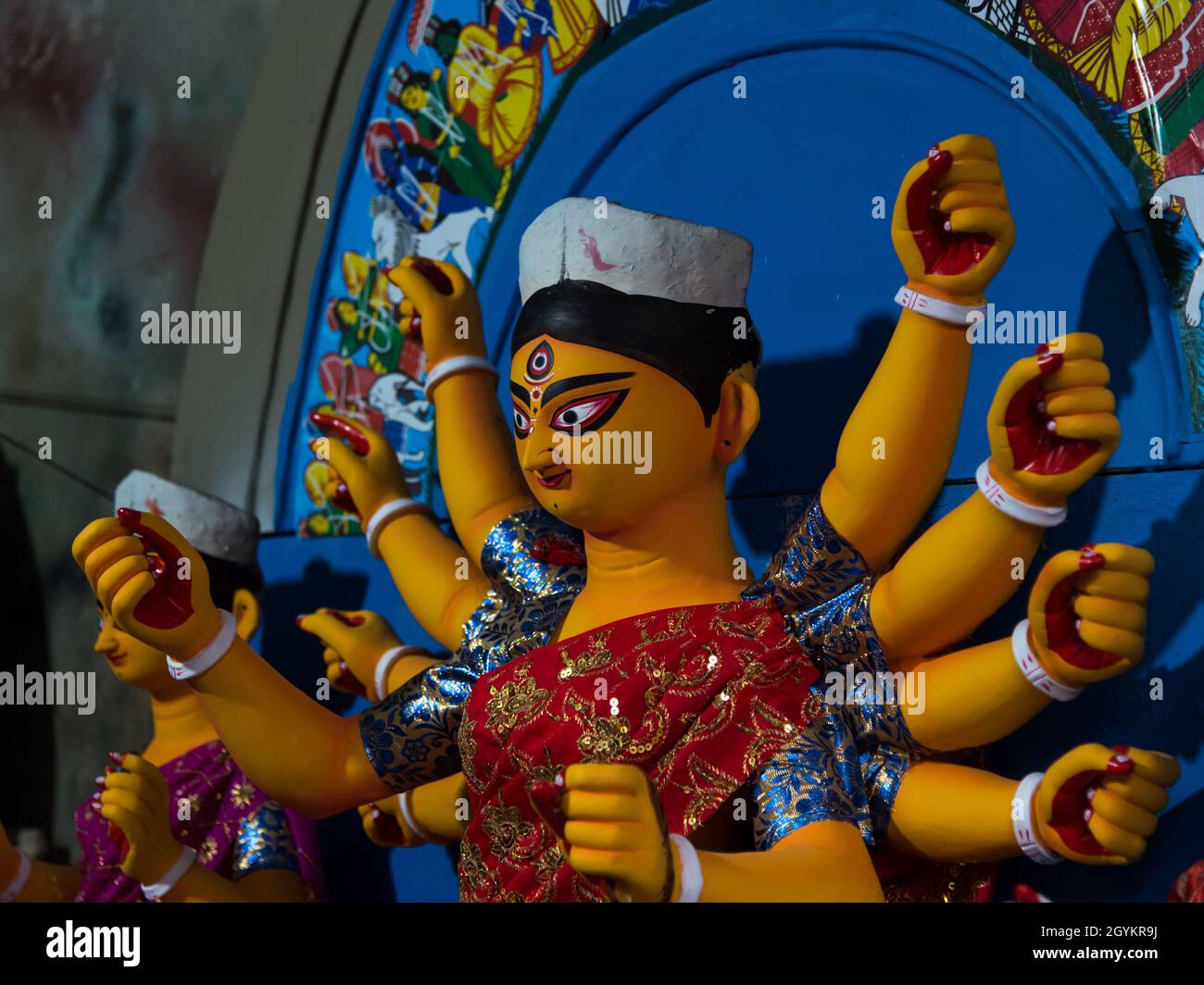 Göttin Durga Idol mit Verwendung von selektivem Fokus Stockfoto