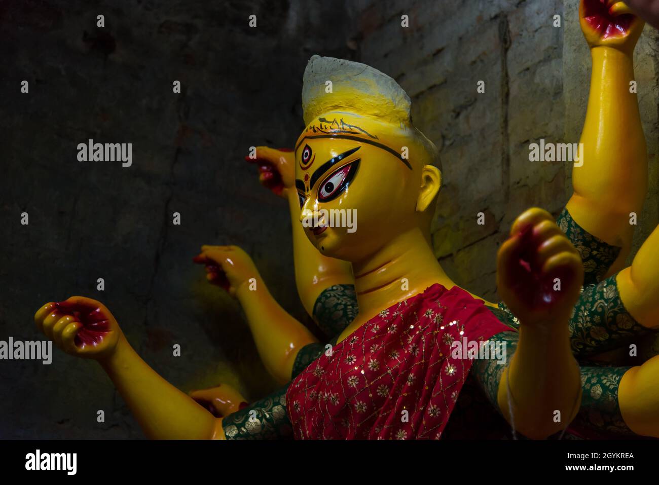 Göttin Durga Idol mit Verwendung von selektivem Fokus Stockfoto