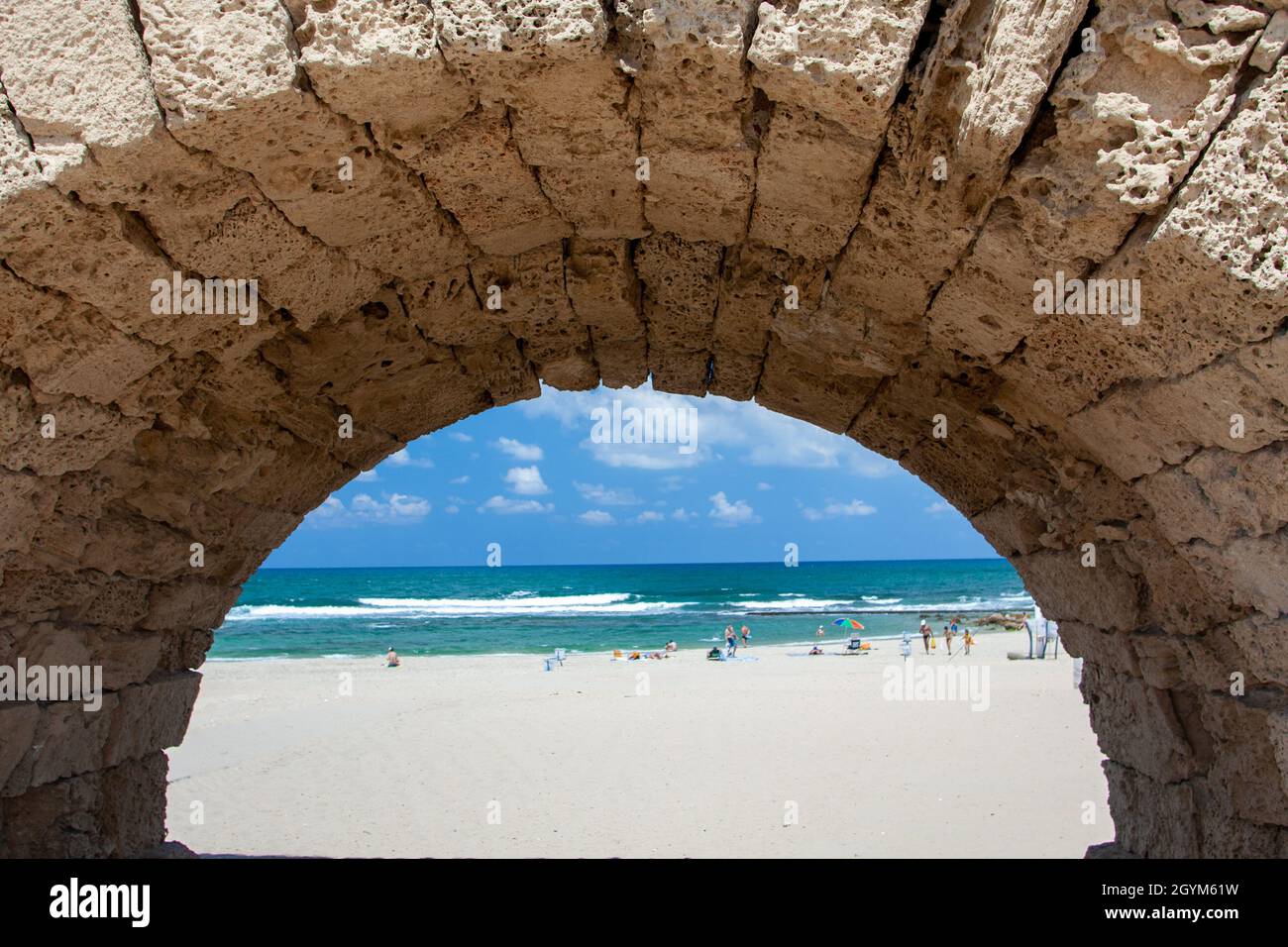 Das römische Aquädukt Caesarea Maritima, auch bekannt als Caesarea Palestinae Stockfoto