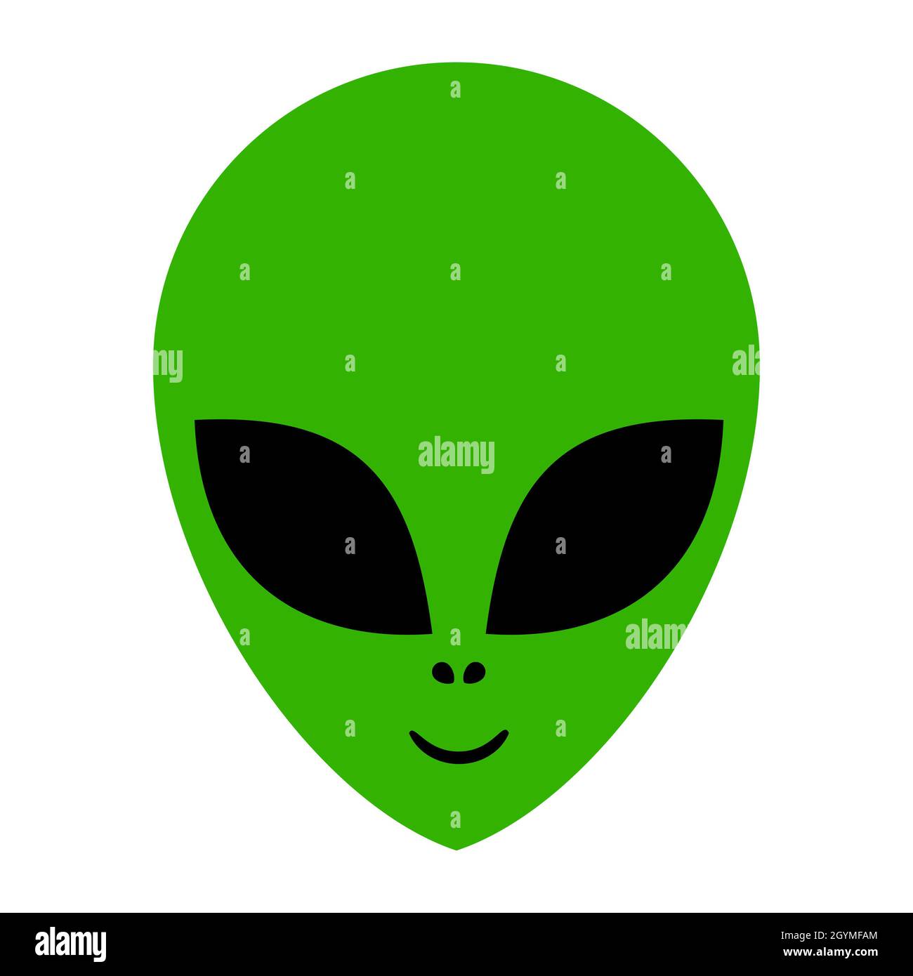 Alien grünen Kopf über weißem Hintergrund Illustration Stockfoto
