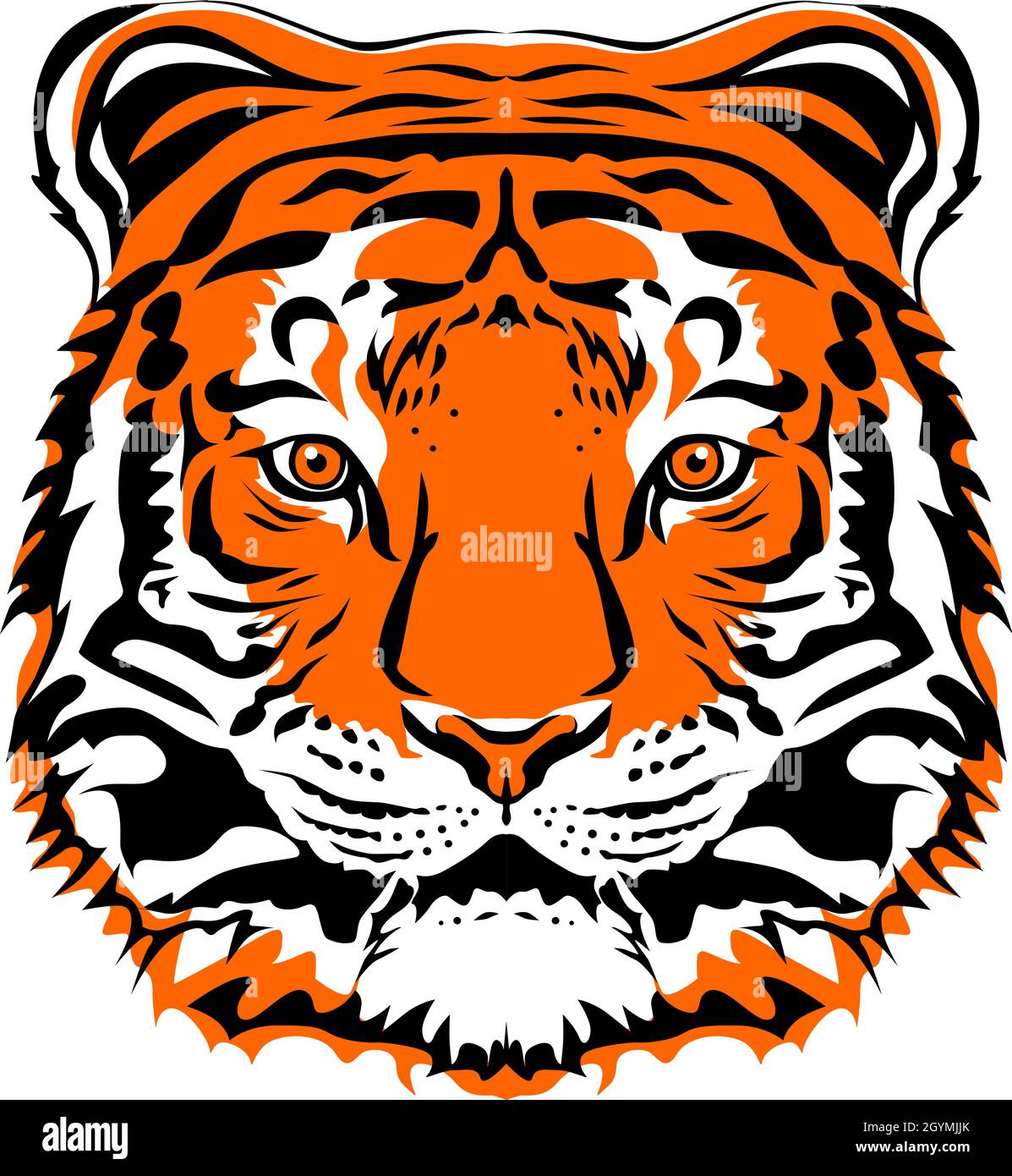 Zeichnung Tiger Gesicht - Symbol des neuen Jahres 2022 für Poster, Broschüre, Banner, Einladungskarte. Vektordarstellung auf transparentem Hintergrund isoliert. Stock Vektor