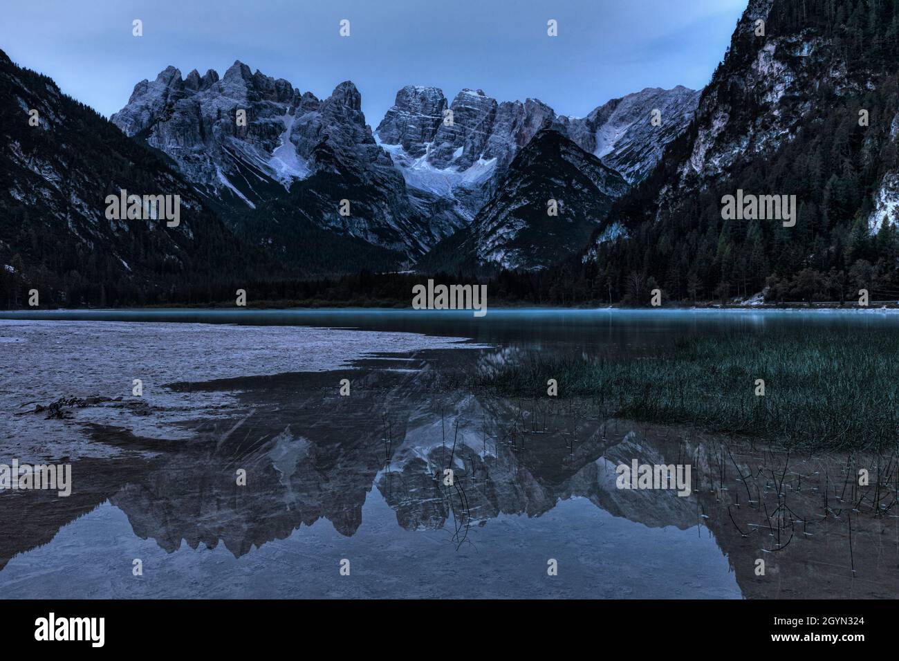 Lago di Landro, Toblach, Südtirol, Dolomiten, Italien Stockfoto