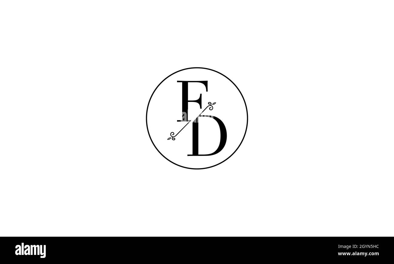 BUCHSTABEN FD-LOGO-DESIGN MIT NEGATIVEM PLATZEFFEKT FÜR DIE ILLUSTRATION Stock Vektor