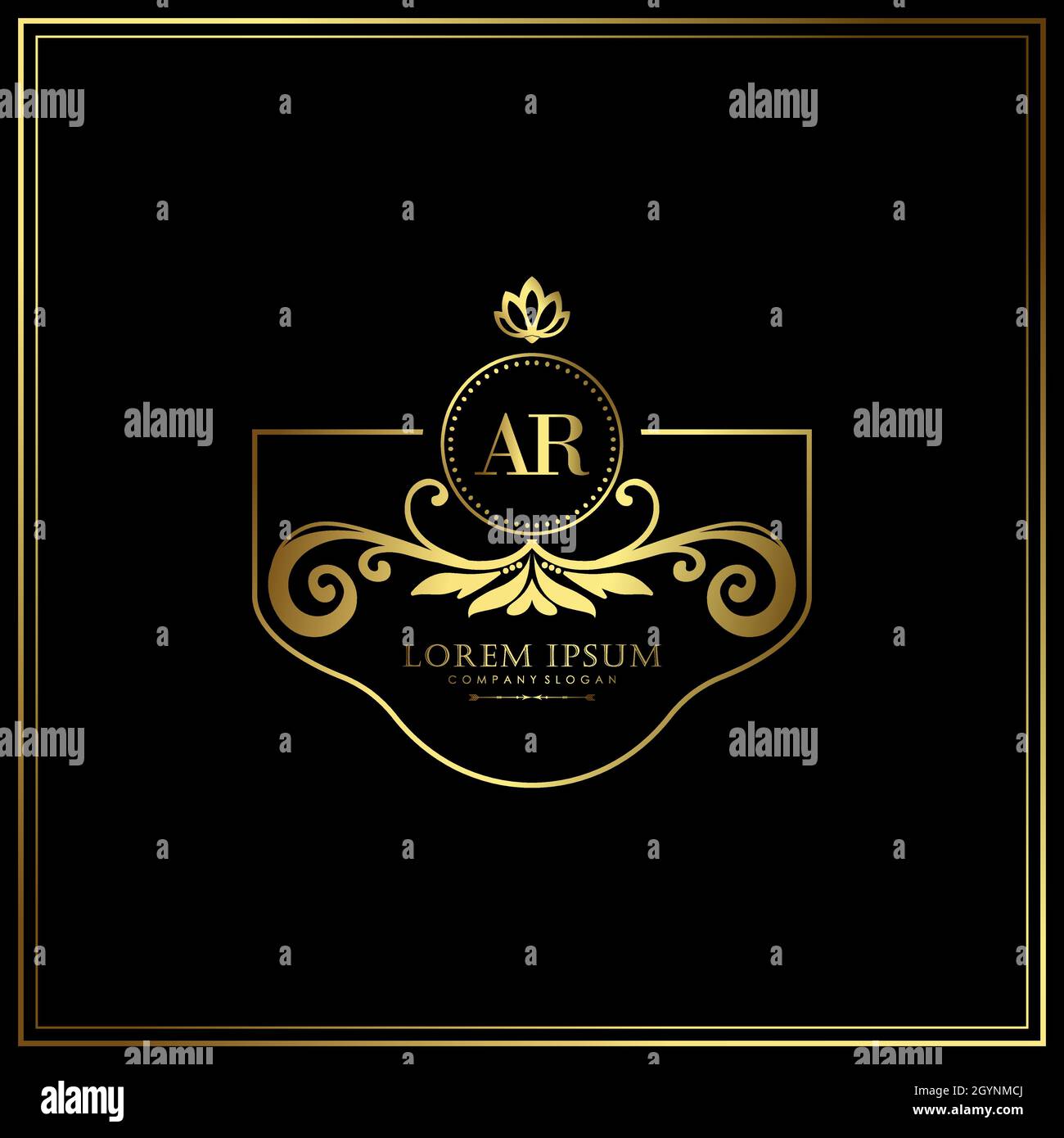 AR Initial Letter Luxury Logo Vorlage in Vektor für Restaurant, Royalty, Boutique, Café, Hotel, heraldic, Schmuck, Mode und andere Vektor illustrat Stock Vektor