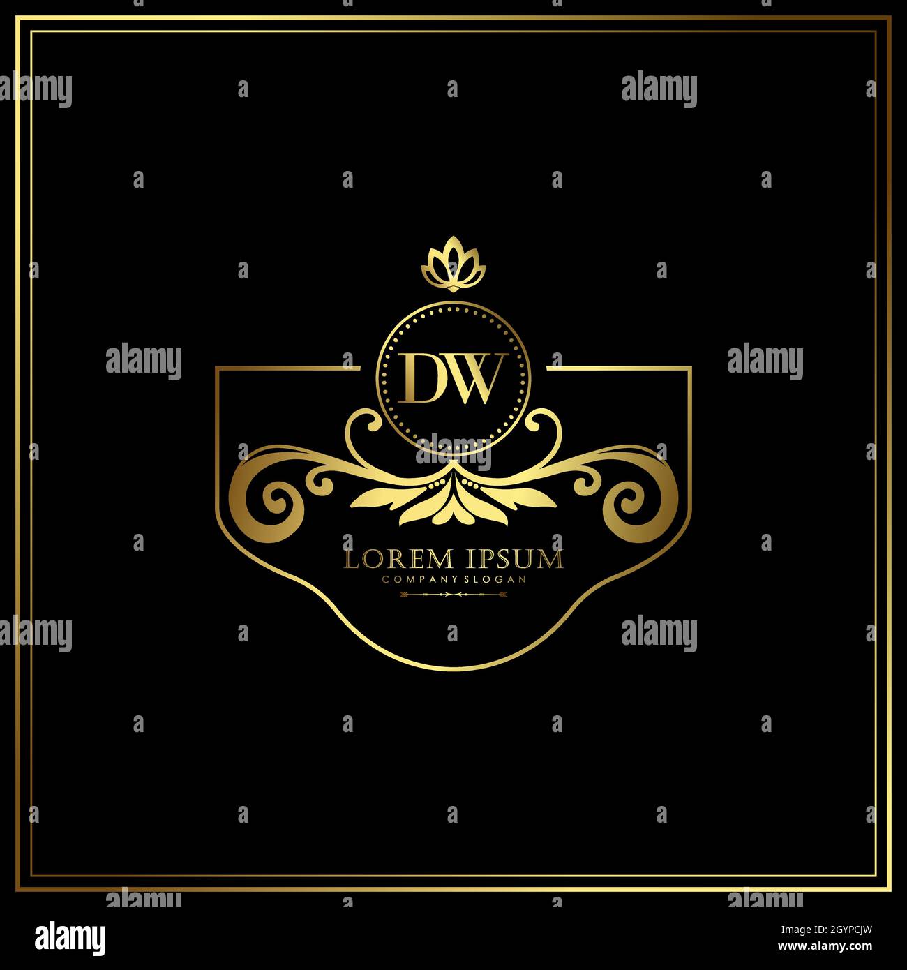 DW Initial Letter Luxury Logo Vorlage in Vektor für Restaurant, Royalty, Boutique, Café, Hotel, heraldic, Schmuck, Mode und andere Vektor illustrat Stock Vektor