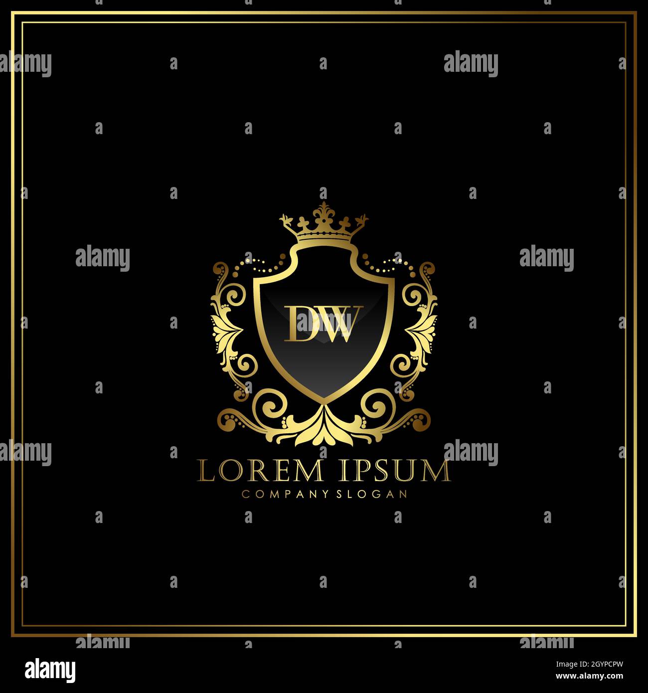 DW Initial Letter Luxury Logo Vorlage in Vektor für Restaurant, Royalty, Boutique, Café, Hotel, heraldic, Schmuck, Mode und andere Vektor illustrat Stock Vektor