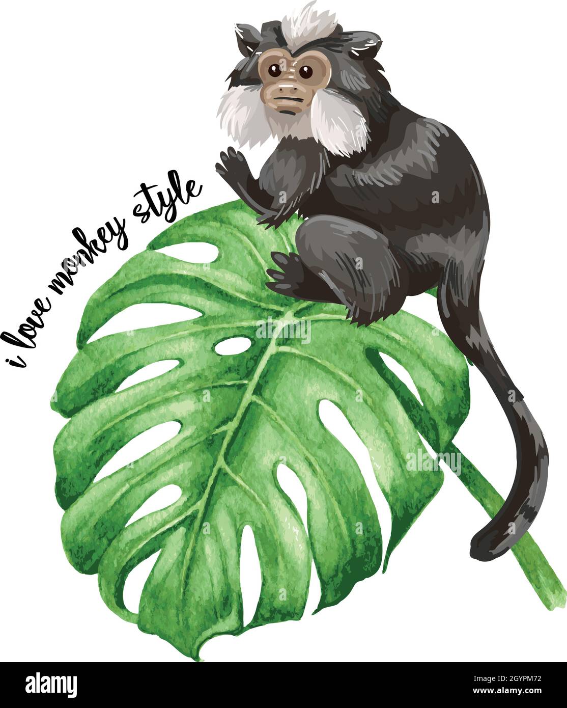 T-Shirt Illustration drucken funky witzig T-Shirt Zitate Illustration Affen Stil Erwachsenen Comic-Streifen Stock Vektor