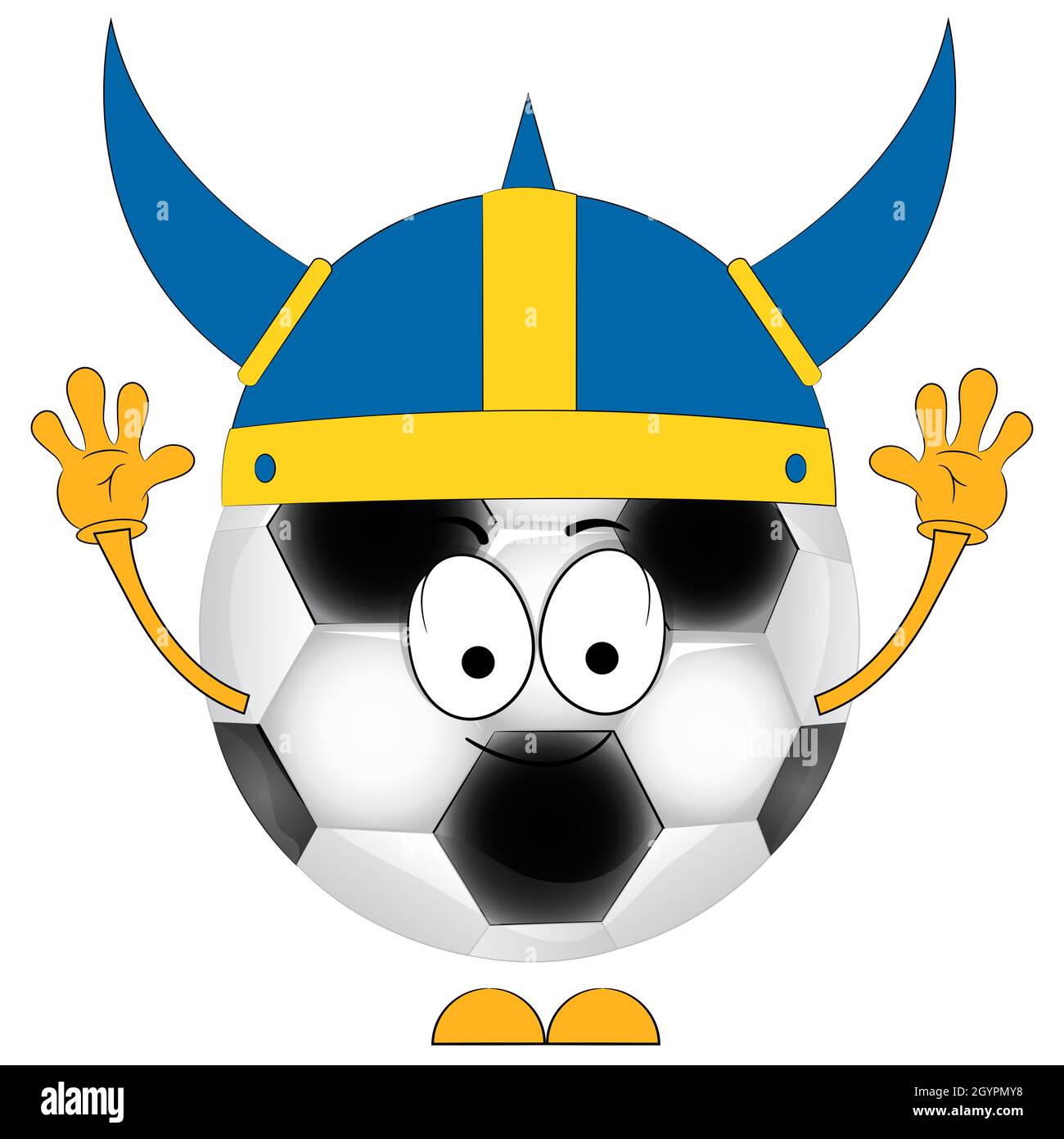 Cartoon-Fußball. Ein Fußballfan. Die schwedische Nationalmannschaft. Stock Vektor