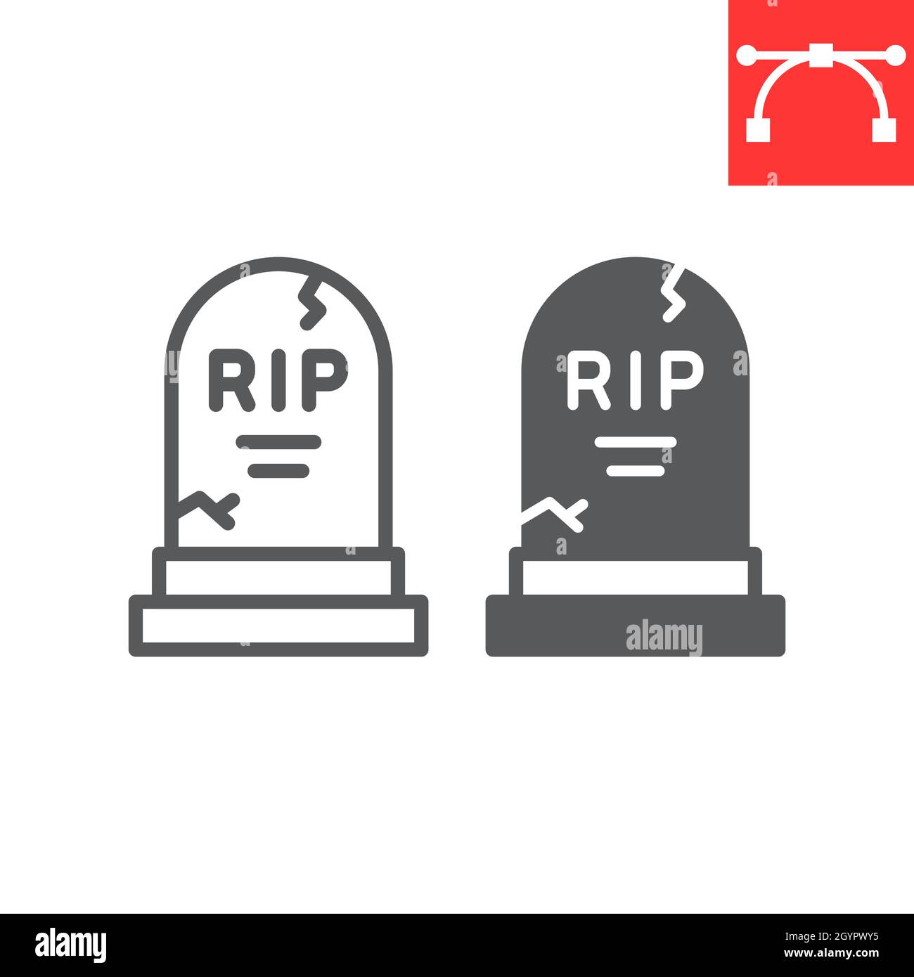 Grabstein Linie und Glyphe Symbol, Urlaub und halloween, RIP Grave Vektor-Symbol, Vektorgrafiken, editierbare Kontur Umriss Zeichen, eps 10. Stock Vektor