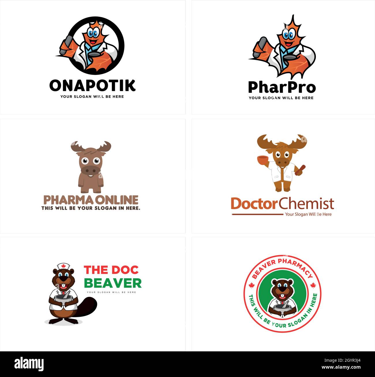 Chemiker gesunde organische Tier Stier Bär Logo-Design Stock Vektor