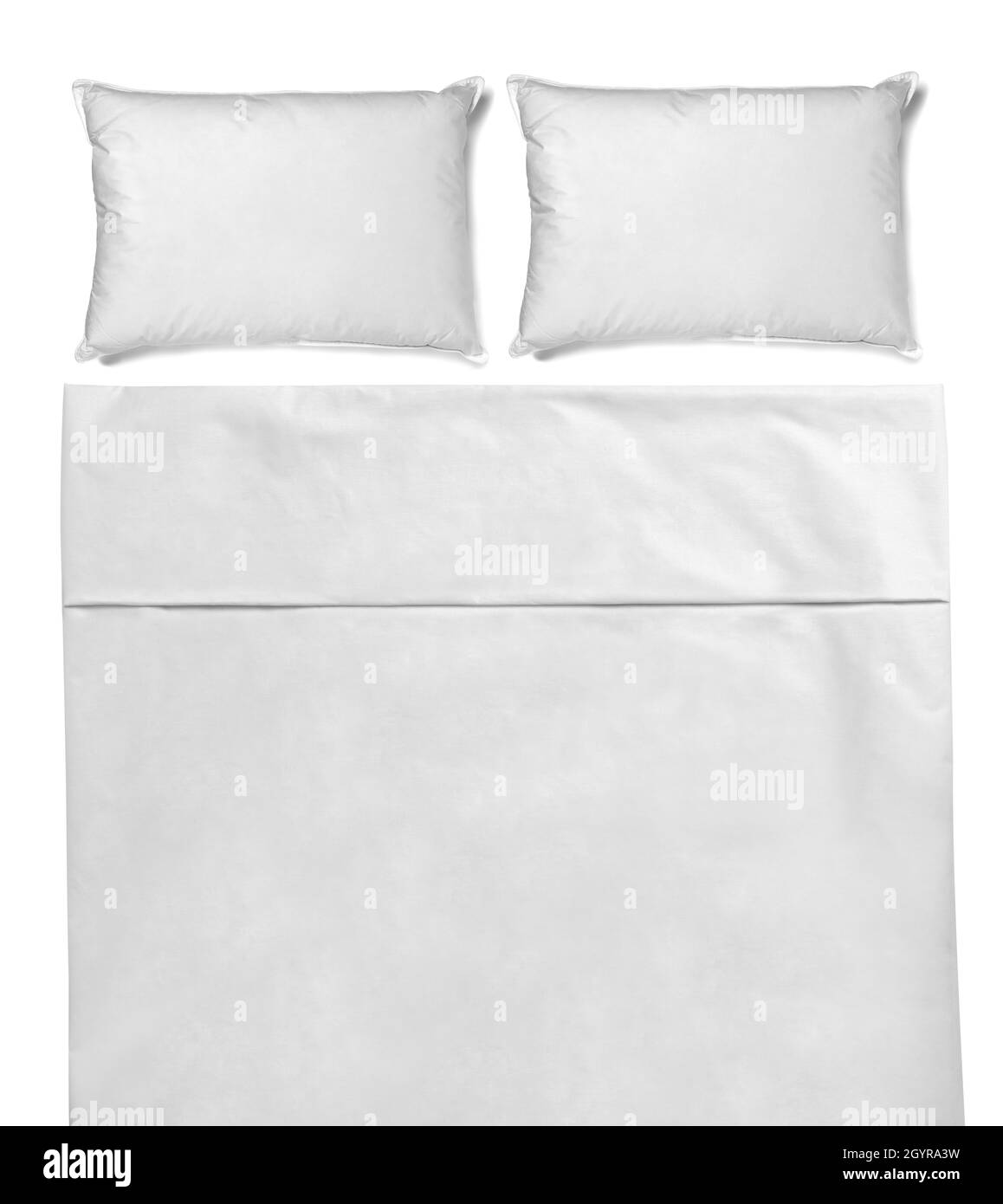 Bettwäsche Bettlaken Kissen Bett Schlaf Schlafzimmer weiß Stockfoto
