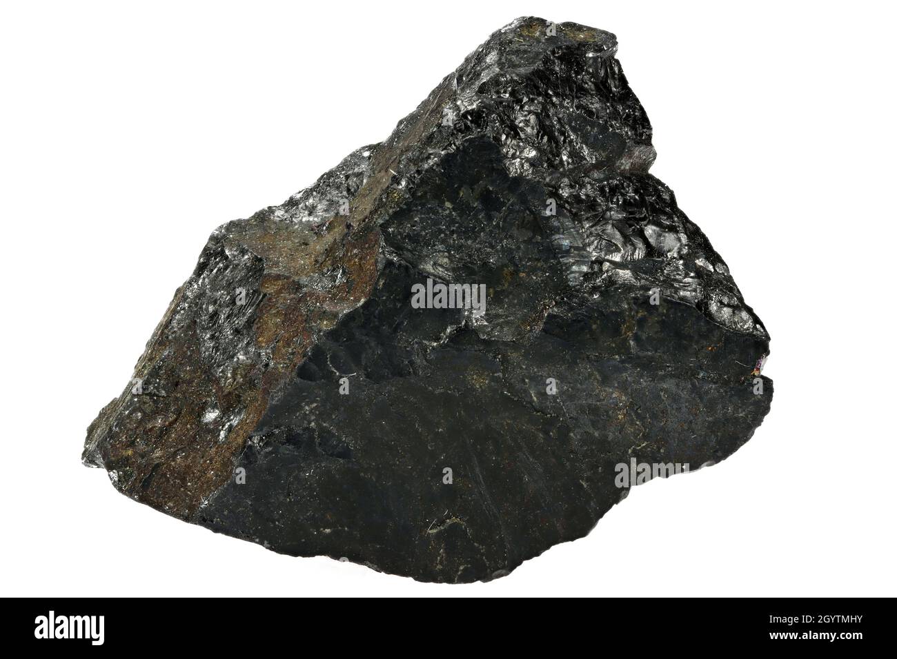 Ilmenit (Titanerz) aus Froland, Norwegen isoliert auf weißem Hintergrund Stockfoto