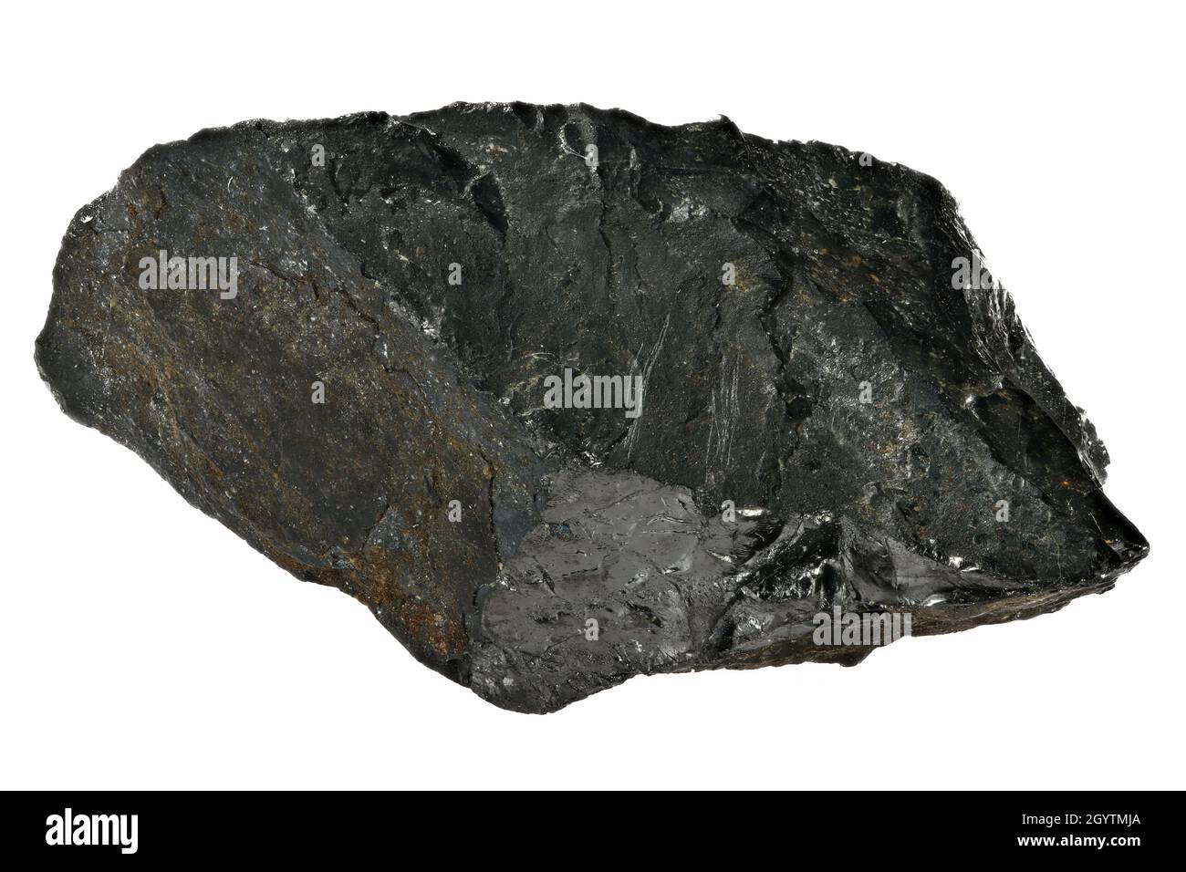 Ilmenit (Titanerz) aus Froland, Norwegen isoliert auf weißem Hintergrund Stockfoto