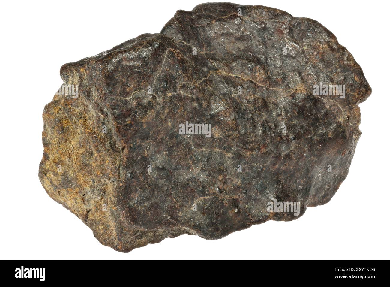 Fragment des NWA 869 Meteoriten isoliert auf weißem Hintergrund Stockfoto