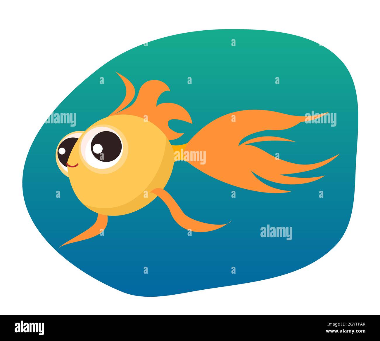 Tropischer Goldfisch. Kleine Landschaft. Unterwasserwelt. Wilde Tiere. Meer, Meer. Sommerwasser. Isoliert auf weißem Hintergrund. Illustration in Cartoon Stock Vektor