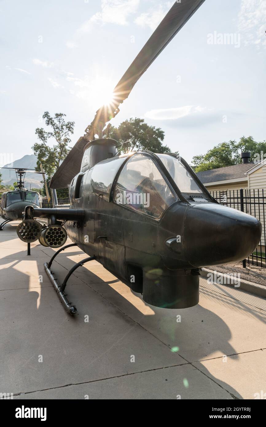 Ein Bell AH-1G Cobra Attack Hubschrauber in der Ft. Douglas Museum in Utah. Stockfoto