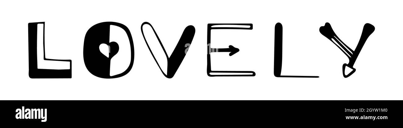 Vektorgrafik „Happy Valentines Day“. Liebe und romantische Schriftzüge. Stock Vektor