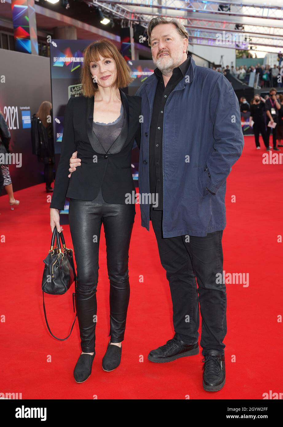 Rachael Stirling und Guy Garvey besuchen die Europa-Premiere von „Last Night in Soho“ in der Royal Festival Hall in London während des BFI London Film Festival. Bilddatum: Samstag, 9. Oktober 2021. Stockfoto