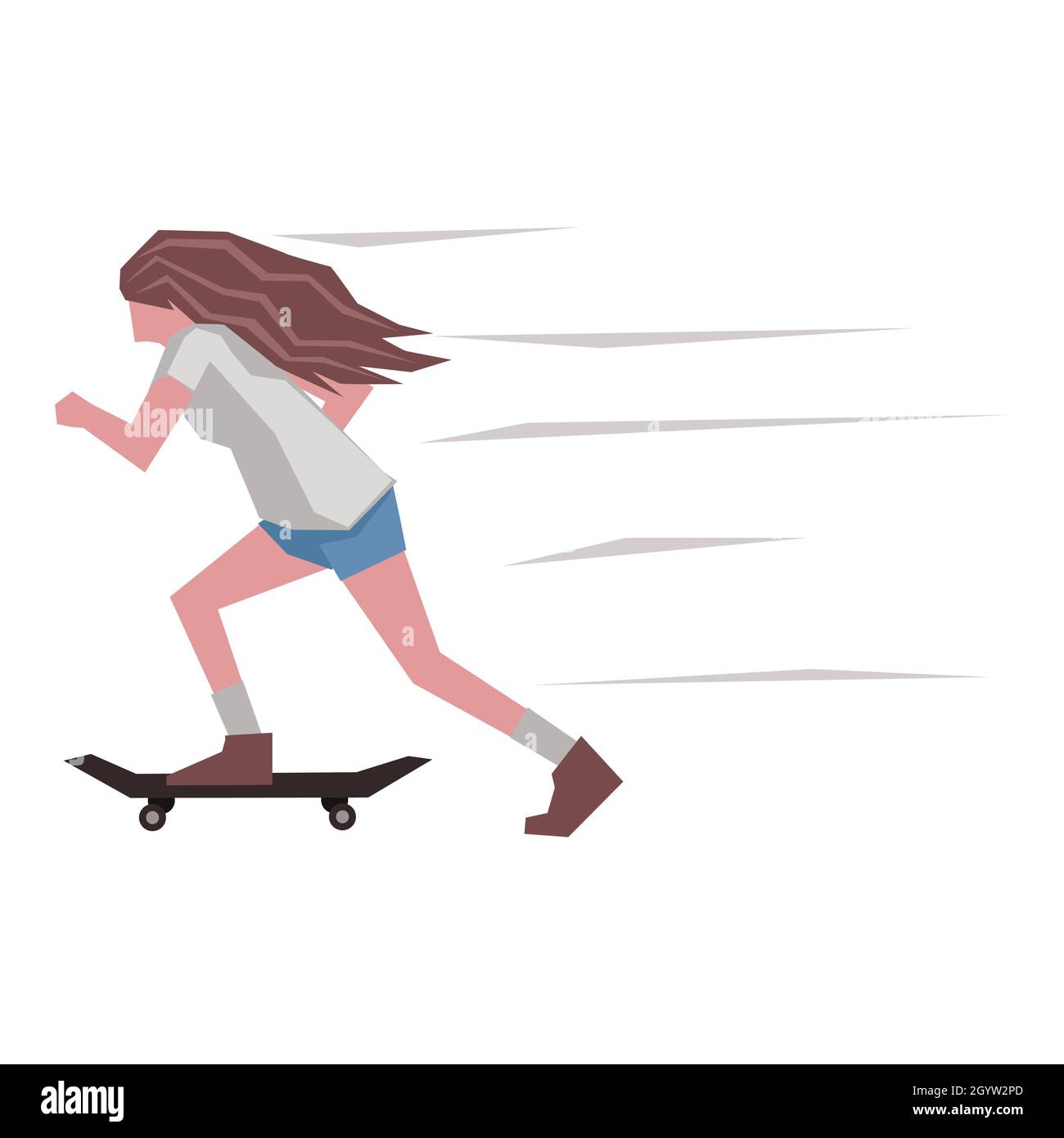 Junge Frau beim Schlittschuhlaufen Illustration Stock Vektor
