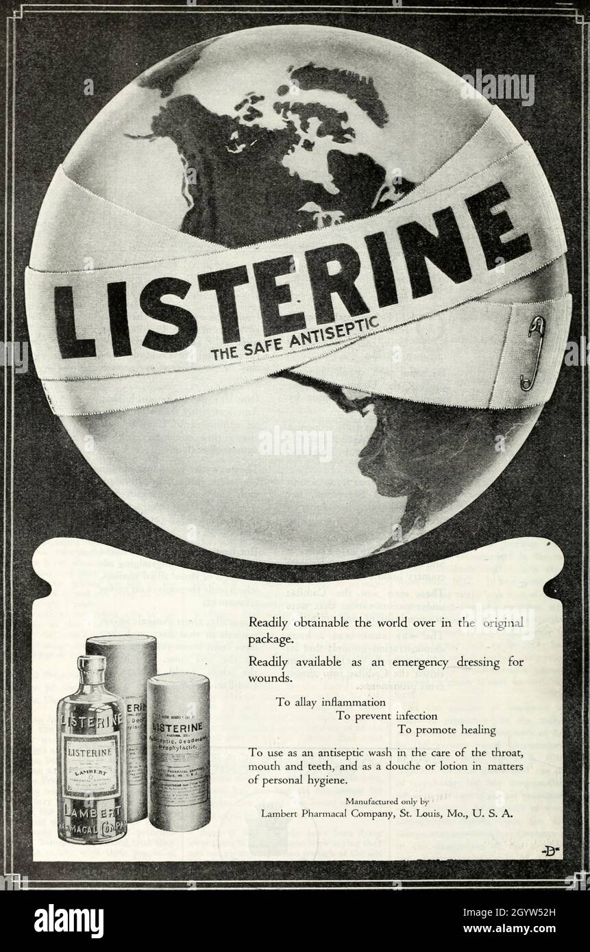 Listerine Magazine Werbung - April 1919 Stockfoto