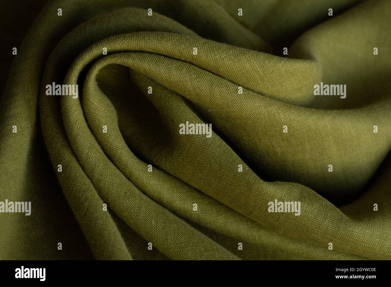 Weiche Leinenstruktur. Strukturierter Stoffhintergrund. Makro mit flachem freiheitsgrad Stockfoto